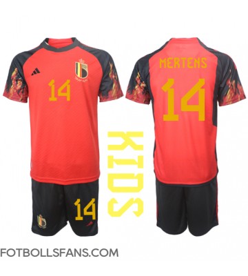 Belgien Dries Mertens #14 Replika Hemmatröja Barn VM 2022 Kortärmad (+ Korta byxor)